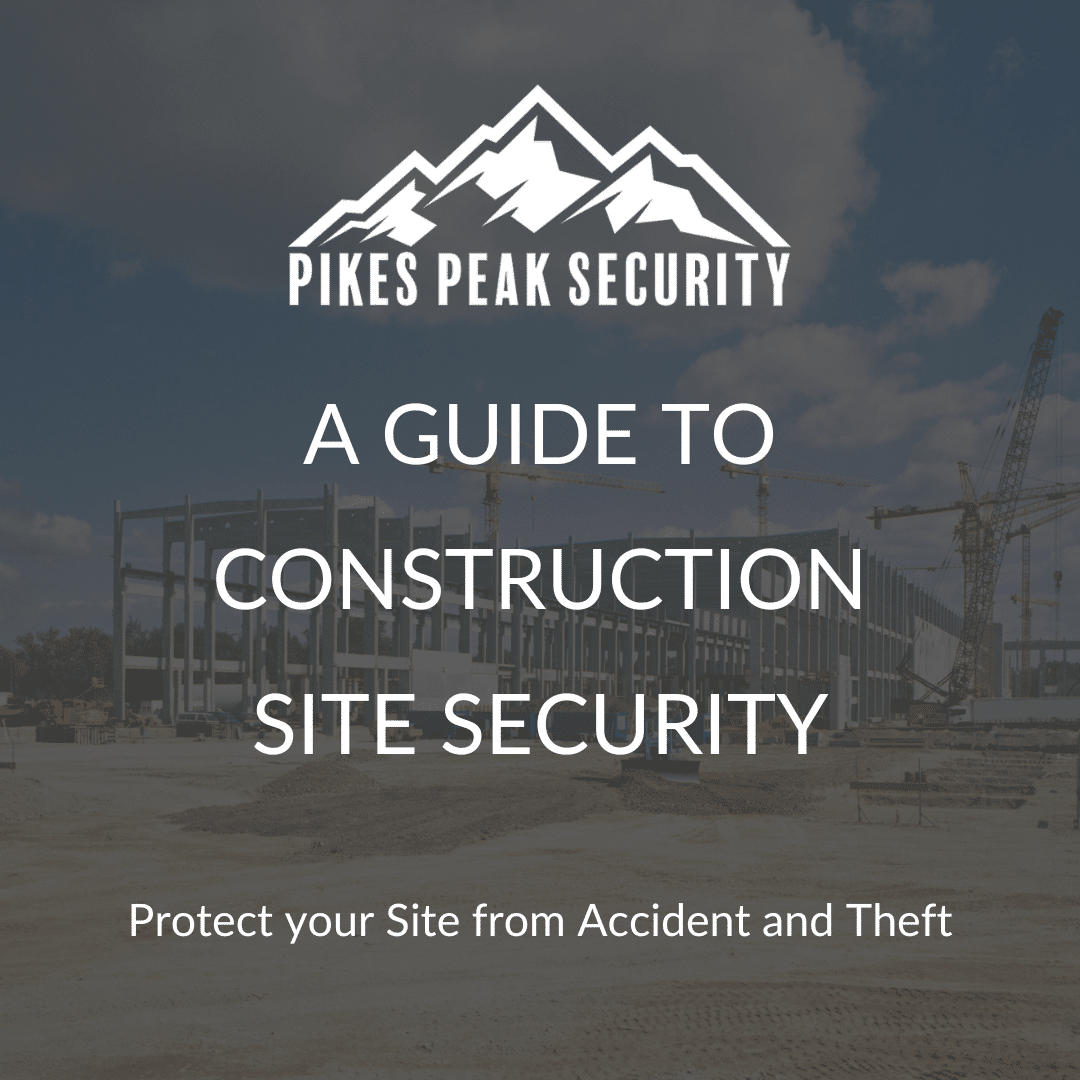 A blog graphic with the title "A Guide to Construction Site Security" with a photo of a construction site in background